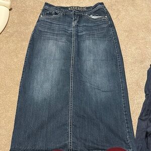 Hydraulic Blue Denim Maxi Skirt